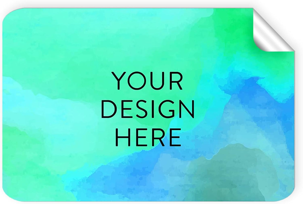 100 Custom Vinyl Stickers - Upload Your own Image, Text, Design, Logo - Personalized Logo Labels for Handmade, Packaging, Bottle, Jars, Candle, Brand Stickers (Blue Green, 4x2)