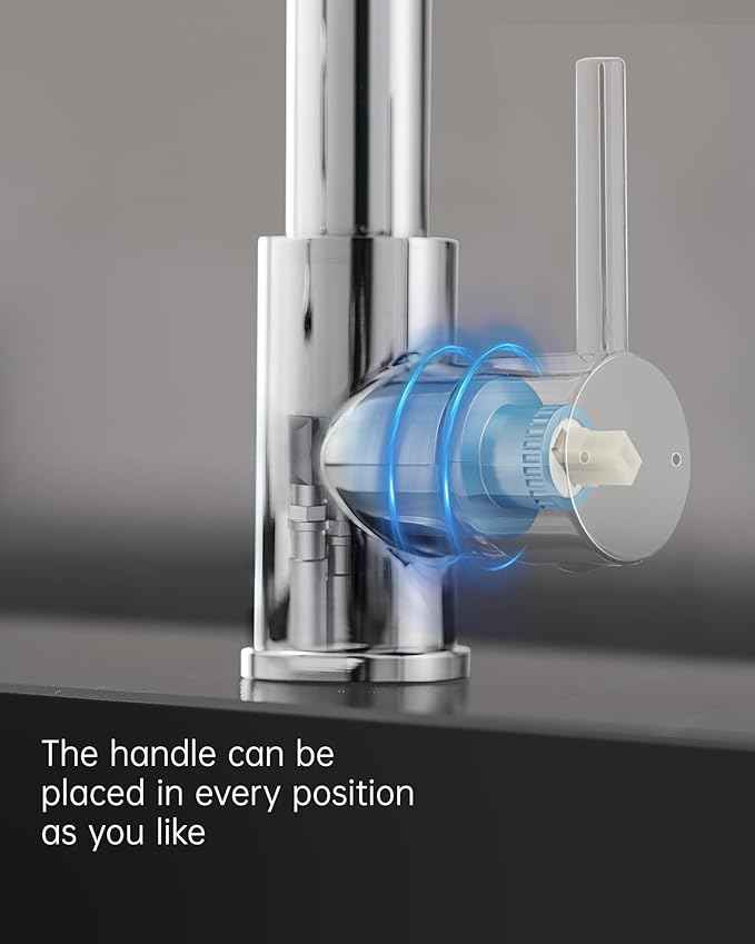 Fapully Kitchen Faucet with Pull Down Sprayer,Commercial Single Handle Kitchen Sink Faucet with LED Light Chrome