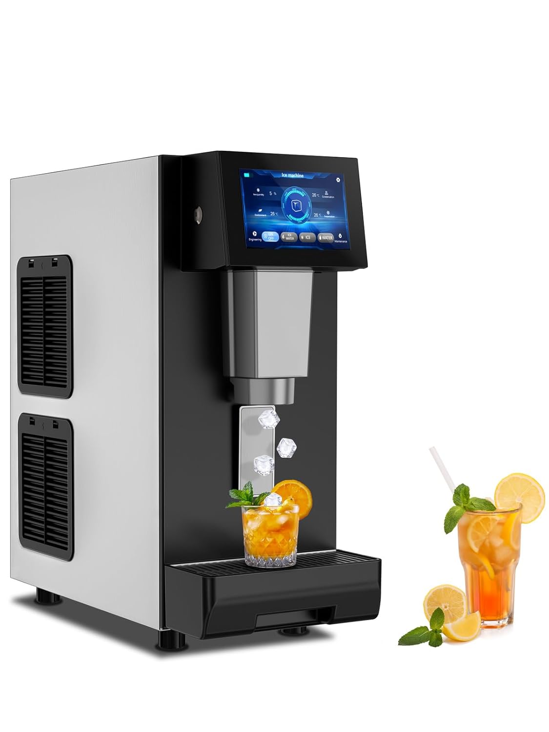 Nugget Ice Makers Countertop Soft Chewable Pellet Ice Machine with Auto-Cleaning Function, Ice/Water/Ice-Water Mix Mode, 68Lbs/24H Portable Countertop Ice Makers for Home Party RV Camping