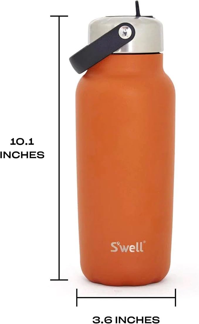 S'well Recycled Stainless Steel Explorer with Flip Straw Lid, 32oz, Carnelian, Triple Layered Vacuum Insulated Containers Keeps Drinks Cold for 42 Hours and Hot for 10