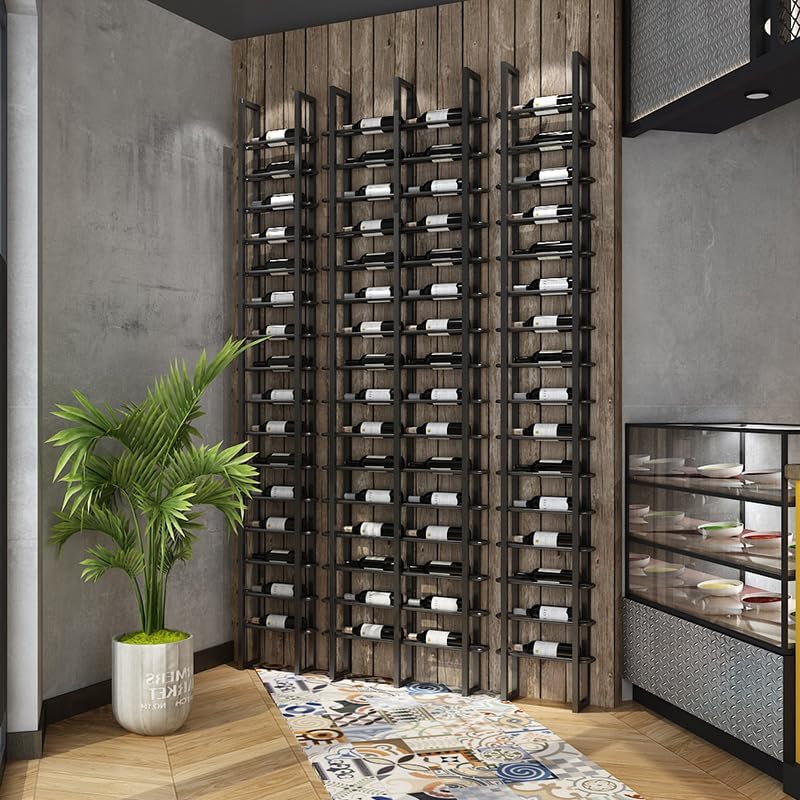 Wine Rack Freestanding Floor, 16 Tier 80 Bottle Capacity Display Holder, Industrial Wine Bottle Storage Shelves, for Any Bar, Wine Cellar, Kitchen, Dining Room (Brown, 5 Column)