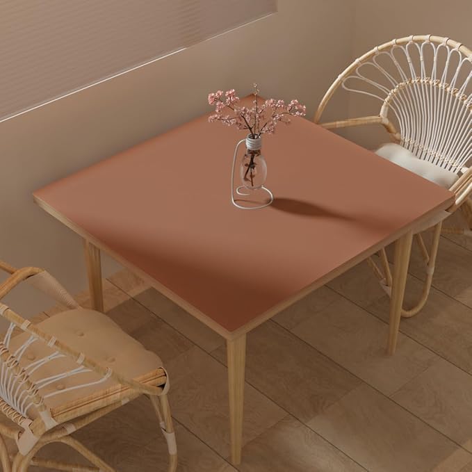 Desk Cover Protector - Used for Square Table Waterproof and Easy to Clean Good Flatness Easy to Used for Dining Table(Brown+Gray 44x44)