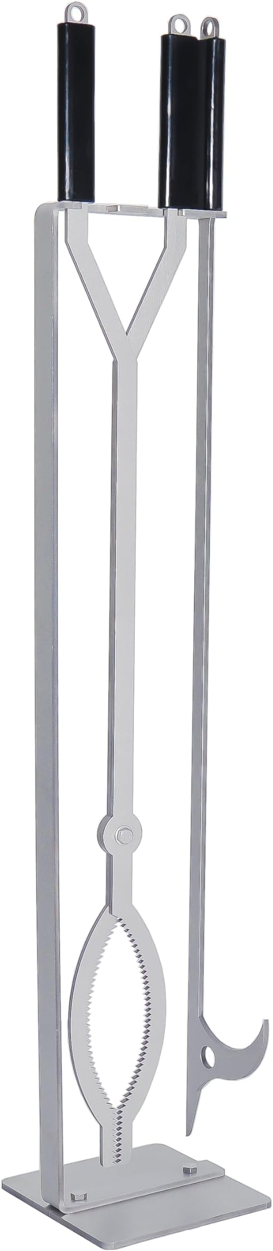 Stainless Steel Fire Pit Tools Set with 40" Fire Poker and Log Tongs, Fireplace Tools with Sturdy Stand Base, Firewood Log Grabber for Campfire Backyard Bonfire Wood Stove Indoor&Outdoor