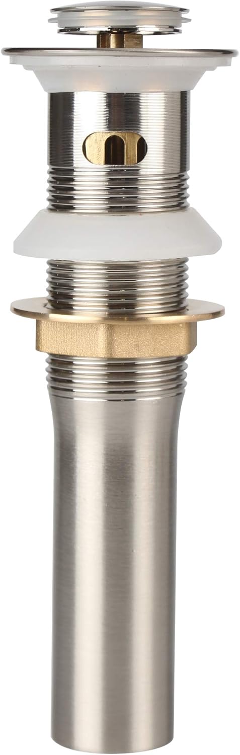 Bathroom Faucet Vessel Detachable Basket Pop Up Sink Drain, Brushed Nickel with Overflow