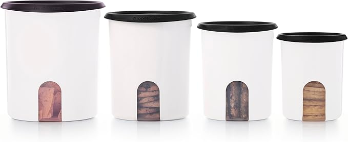 Tupperware One Touch Reminder Canisters 4 Canister Food Storage Set, Dishwasher Safe and BPA Free, (4 Containers, 4 Lids)