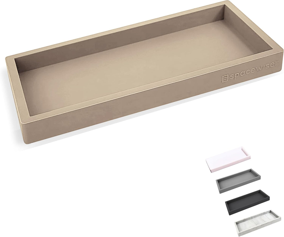 Countertop and Vanity Tray - Small 7.7” Silicone Tray for Soap Dispenser Bottles, Bathroom Trays, Kitchen Sink Trays, Sink Caddy Kitchen Sinks Organizer, Soap Dish & Sponge Holder Mat