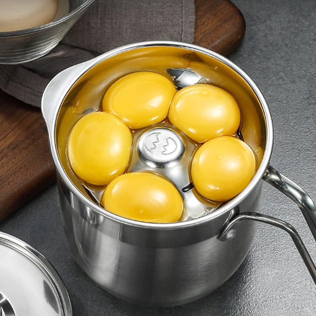 Angoily Egg Separator - Stainless Steel Egg Yolk White Separator Tool, Divider, Sieve, Kitchen Gadget, 1500ml Dividing Bucket with Yolk White Filter for Kitchen Use Silver