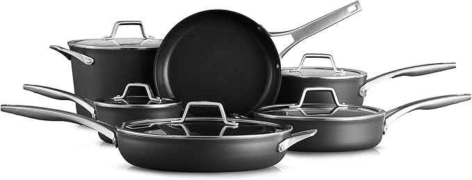 Calphalon Premier Hard-Anodized Nonstick Cookware 11-Piece Pots and Pans Set Dishwasher and Oven Safe with MineralShield Nonstick Technology Durable and Versatile Kitchen Cookware
