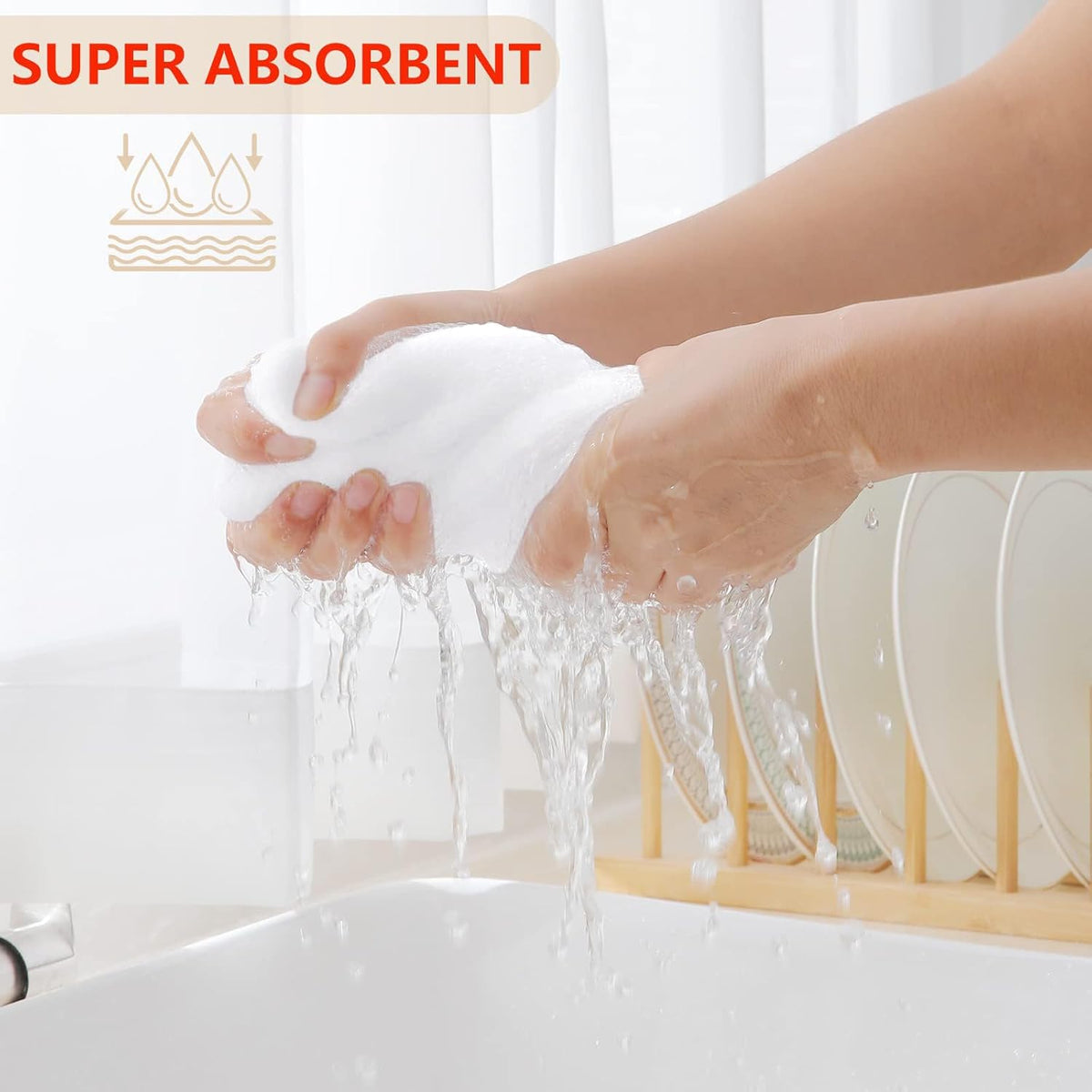 Homaxy 100% Cotton Waffle Weave Kitchen Dish Cloths, Ultra Soft Absorbent Quick Drying Dish Towels, 12 x 12 Inches, 8-Pack, White