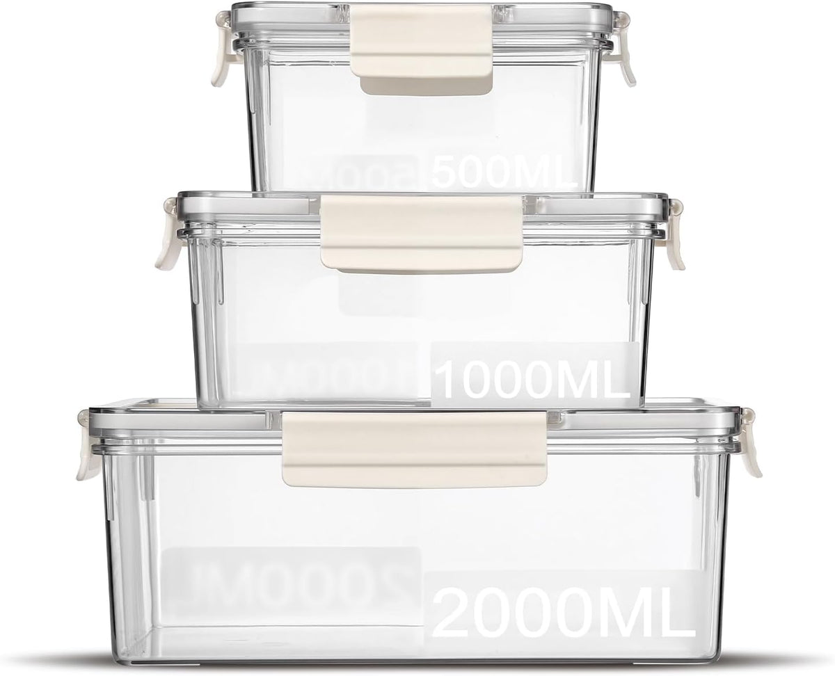 Eclirgan Food Storage Containers,Plastic Food Containers with Lock/Lids,Nesting Freezer Storage Set with Airtight/BPA Free for Pantry/Kitchen/Meal-prep(2/4/8.4 Cup)
