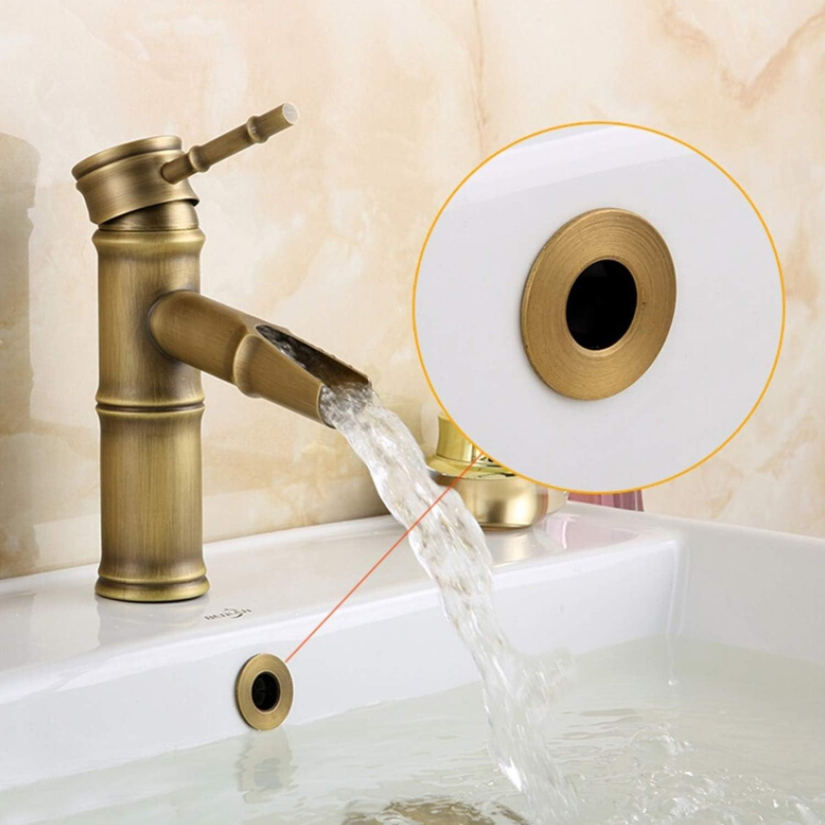 Sink Basin Trim Overflow Cover Brass Insert in Hole Round Caps Antique Brass