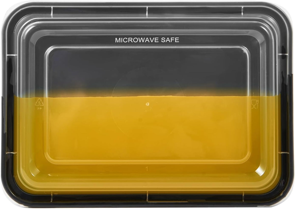 FULING 50 Pack Meal Prep Plastic Food Storage Containers With Lids 28 oz 1 Compartment Black Rectangular Reusable To Go Lunch Prepping Boxes BPA-Free Microwavable Freezer Dishwasher Safe Stackable