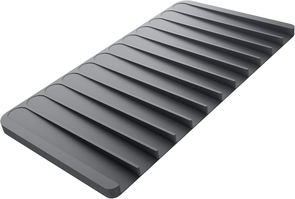 Kraus Self-Draining Silicone Dish Drying Mat or Trivet for Kitchen Counter in Dark Grey, KDM-10DG