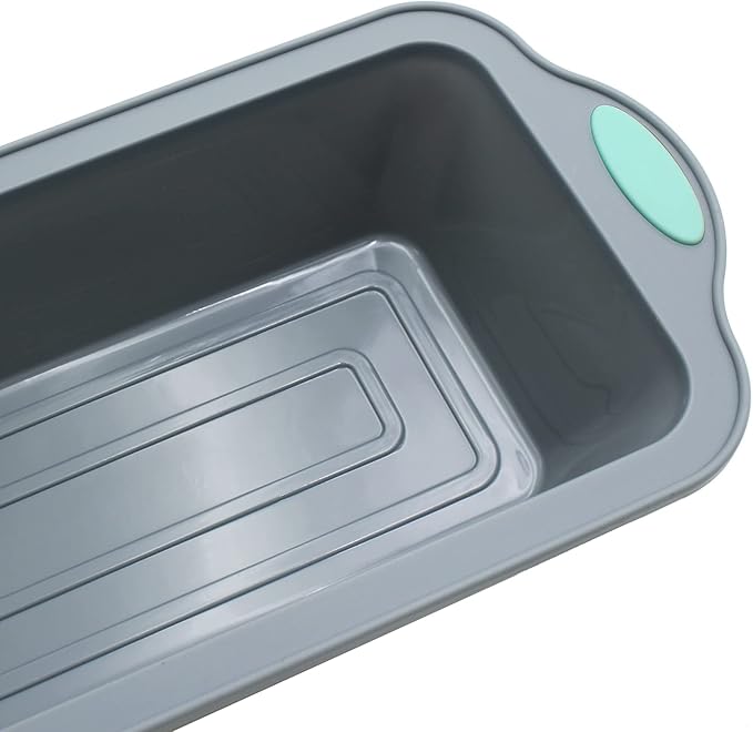 To encounter 9 Inch Silicone Bread and Loaf Pan, 2 Pack Food Grade Nonstick Silicone Molds for Baking Banana Bread, Meat Loaf, Pound Cake, with Metal Reinforced Frame More Strength