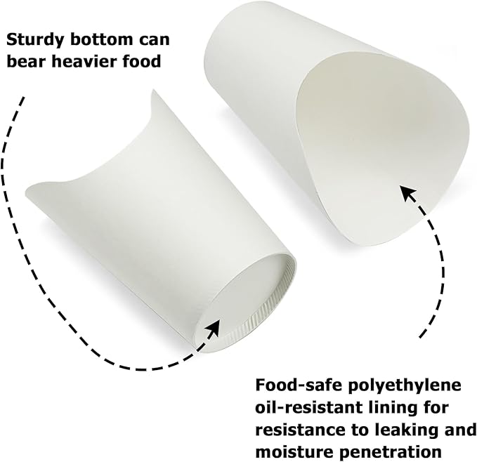 CAMKYDE 100 Pcs French Fries Holder, 12oz Disposable Paper French Fry Cups White Charcuterie Cups for all Occasions (12oz, White)