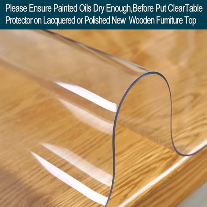 20x48 inch Custom Multisize 1.5mm Thick Clear PVC Table Protector Cover Mat Rectangular Glass Plastic Tablecloth Cover Office Desk Pad Mat for Computer Desk Sofa Table Media Stand Wipeable Waterproof