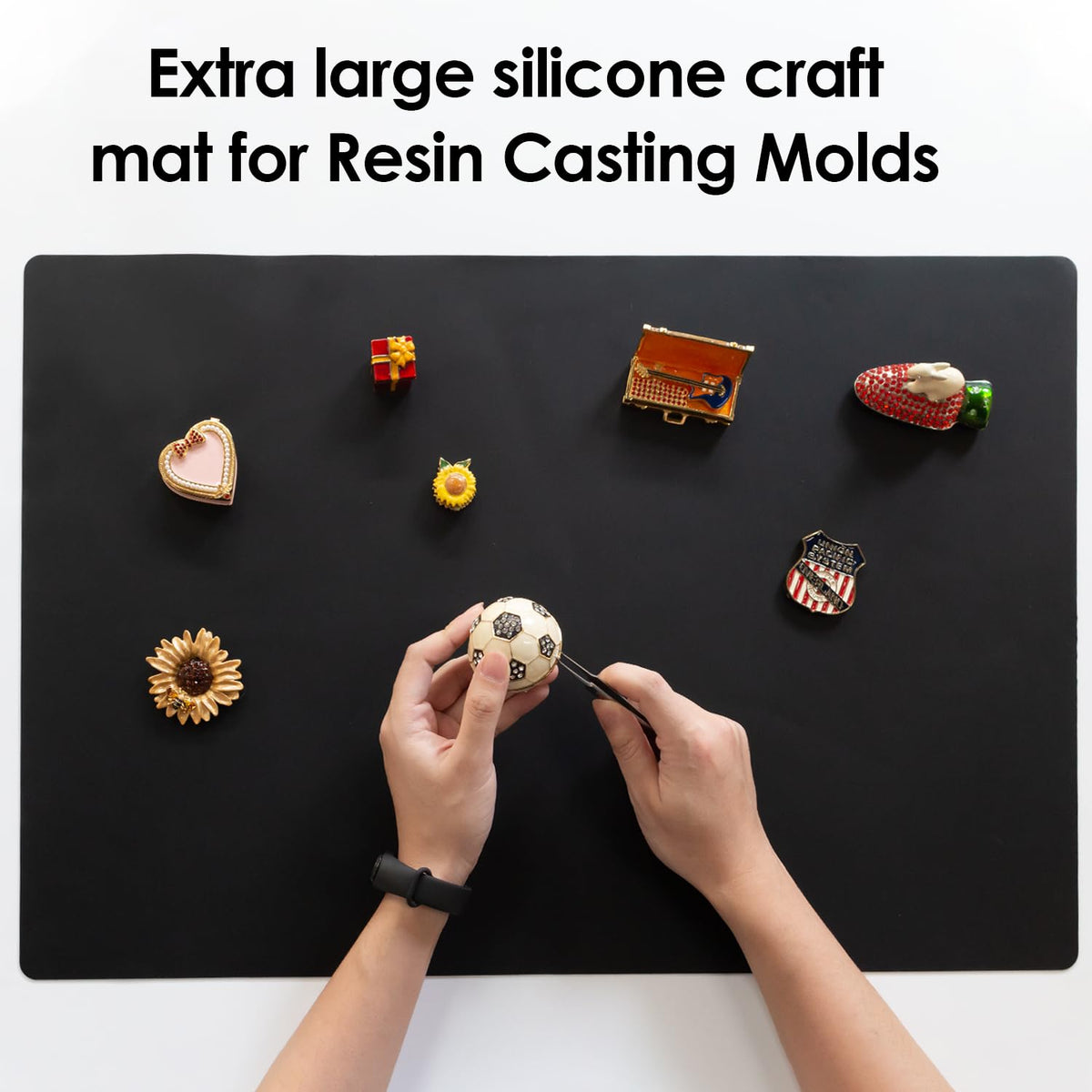 Extra Large Silicone Mat, 31.5x23.6 Large Silicone Placemats for Kids, Heat Resistant Mat for Kitchen Counter, Non Stick Silicone Table Mat for Dough and Pastry, Silicone Craft Mat for Kids, Black