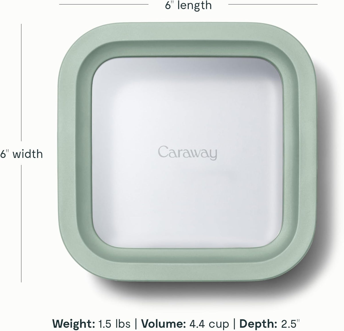 Caraway Glass Food Storage - 4.4 Cup Glass Container - Ceramic Coated - Easy to Store, Non Toxic, Non Stick Lunch Box Container with Lids - Dishwasher, Oven, & Microwave Safe - Mist