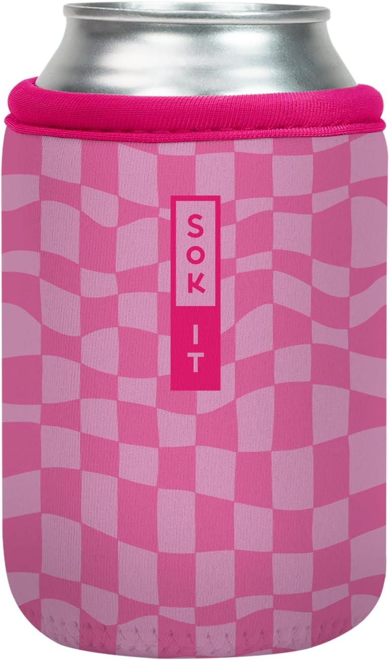 Sok It CanSok Sleeve for Beer & Soda Insulated Neoprene Cover (Pink Grand Prix, 12oz Can Sleeve)
