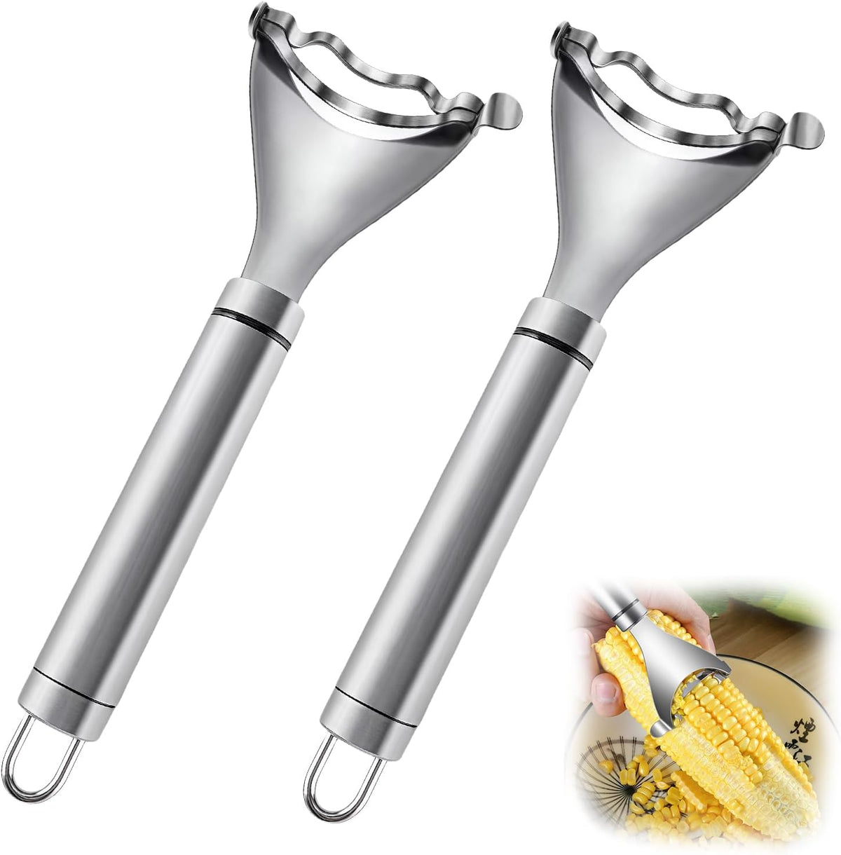 2 Pcs Corn Peeler, Corn Stripper Corn Cob Stripper Tool,Corn Stripper for Corn on the Cob Remover Tool，Corn Thresher with Ergonomic Handle，Kitchen Gadget