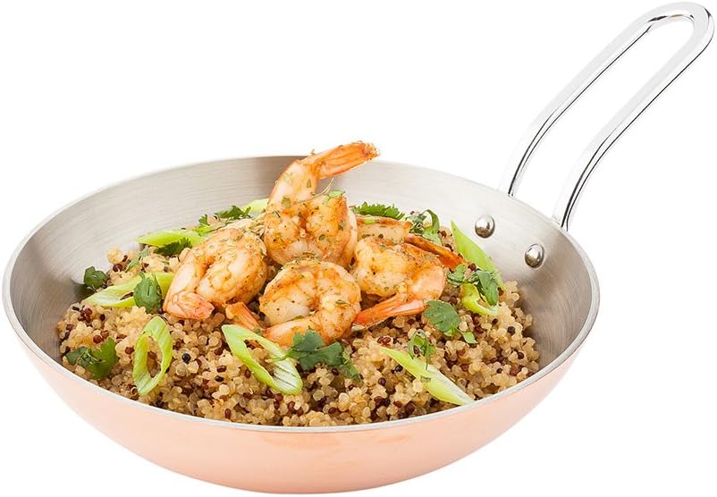 Restaurantware-6.5 Inch Mini Skillet, 1 Curved Cooking Skillet - Stain Resistant, With Handle, Copper Stainless Steel Frying Pan, Dishwasher Safe, For Meals Or Desserts