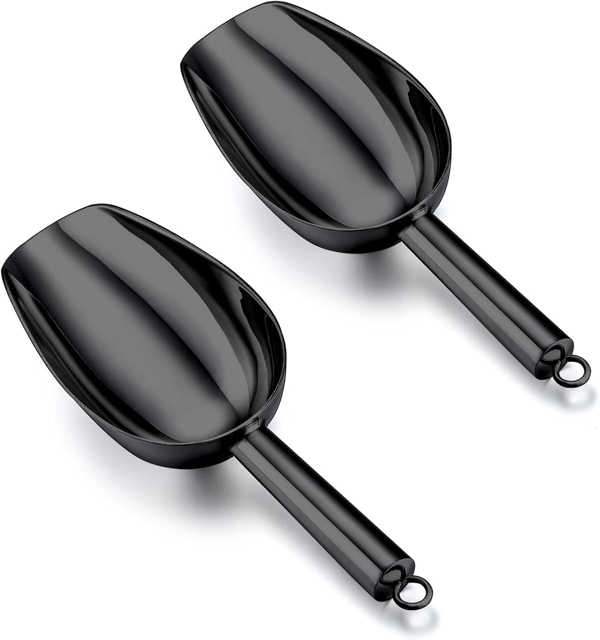TeamFar Ice Scoop, 5oz Stainless Steel Canister Small Ice Candy Scoops for Kitchen Dispenser Buffet Jars, Healthy & Sturdy, Multi-use & Mirror Finish, Dishwasher Safe-2 PCS, Black