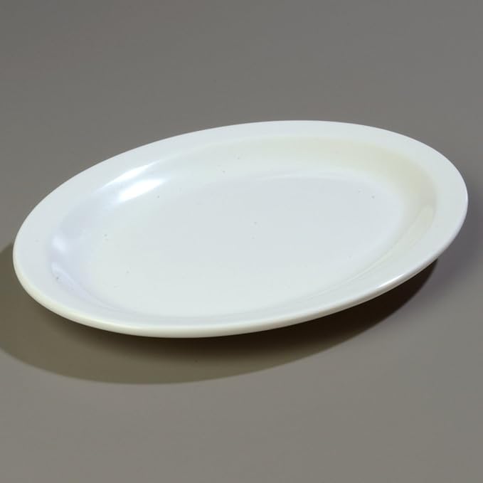 Carlisle FoodService Products Kingline Plastic Oval Platter Oval Tray for Home and Restaurant, Melamine, 12 x 9 Inches, White, (Pack of 12)