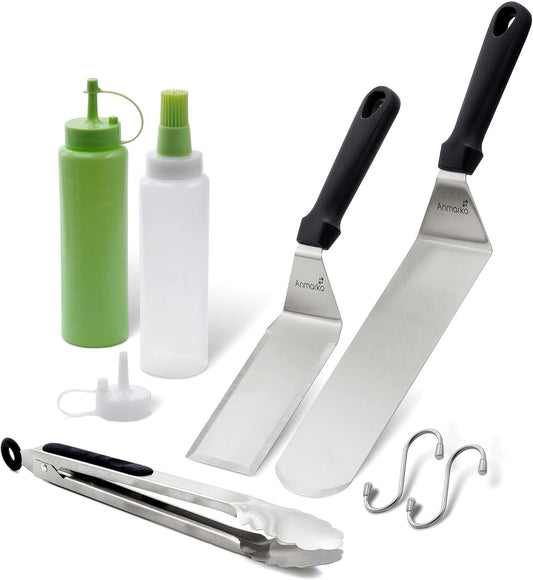 Metal Spatula Set of 4 - Griddle Accessories kit - Grill Flat Spatula Pancake Flipper Hamburger Turner - Metal Utensil Great for BBQ Grill Flat Top Cast Iron Griddle - Commercial Grade