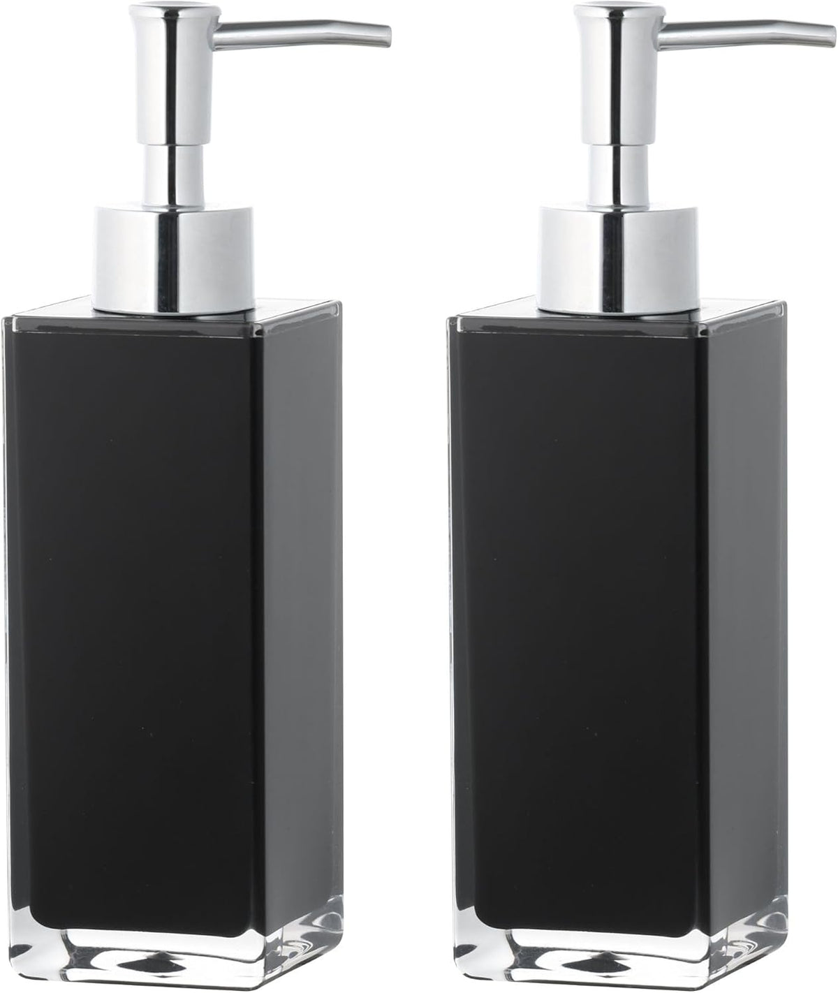 Premium Black Soap Dispenser for Bathroom and Kitchen, Refillable Hand Soap Dispenser, Dish Soap Pump Bottle - 2 Pack