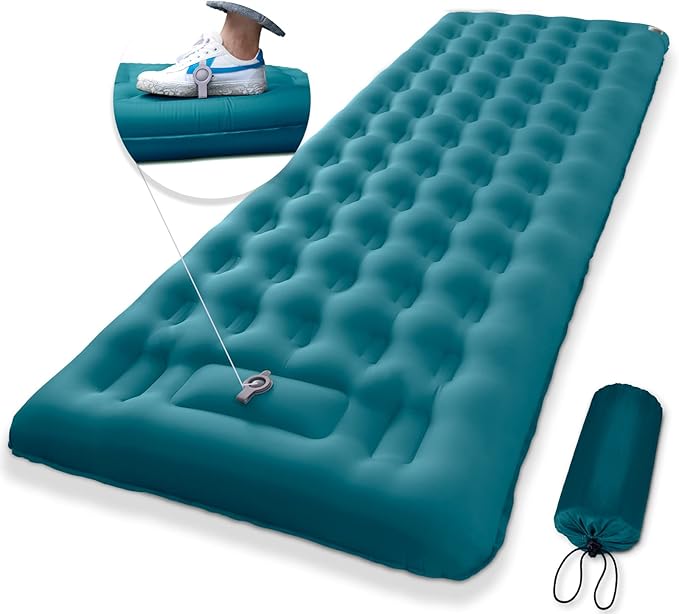 MEETPEAK Extra Thick 5 inch Inflatable Sleeping Pad for Camping, Ultralight Compact Sleeping Mat Built-in Foot Pump for Hiking Backpacking Traveling, Portable Camping Air Mattress