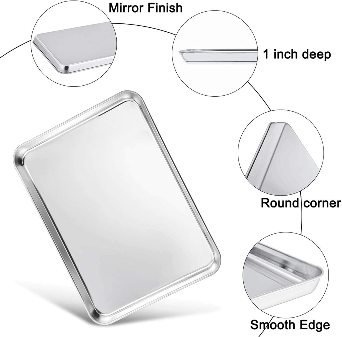 TeamFar Baking Sheet with Cooling Rack, Stainless Steel Half Size Cookie Sheet Pan and Baking Rack Set, 20’’×14’’×1’’, Non Toxic & Rust Free, Thick & Heavy Duty, Mirror Finish & Dishwasher Safe