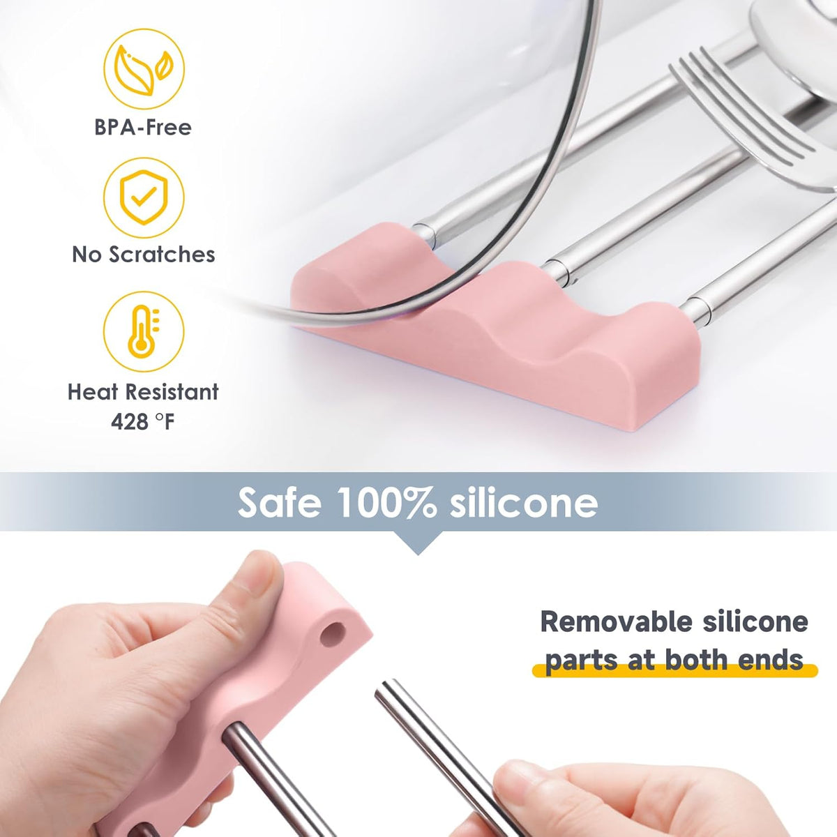 Tomorotec Adjustable Over-The-Sink Kitchen Rack for Dishcloths, Sponges, Bottles and Brushes - Heat-Resistant Stainless Steel with Slim, Expandable Design and Multifunctional Silicone Holder