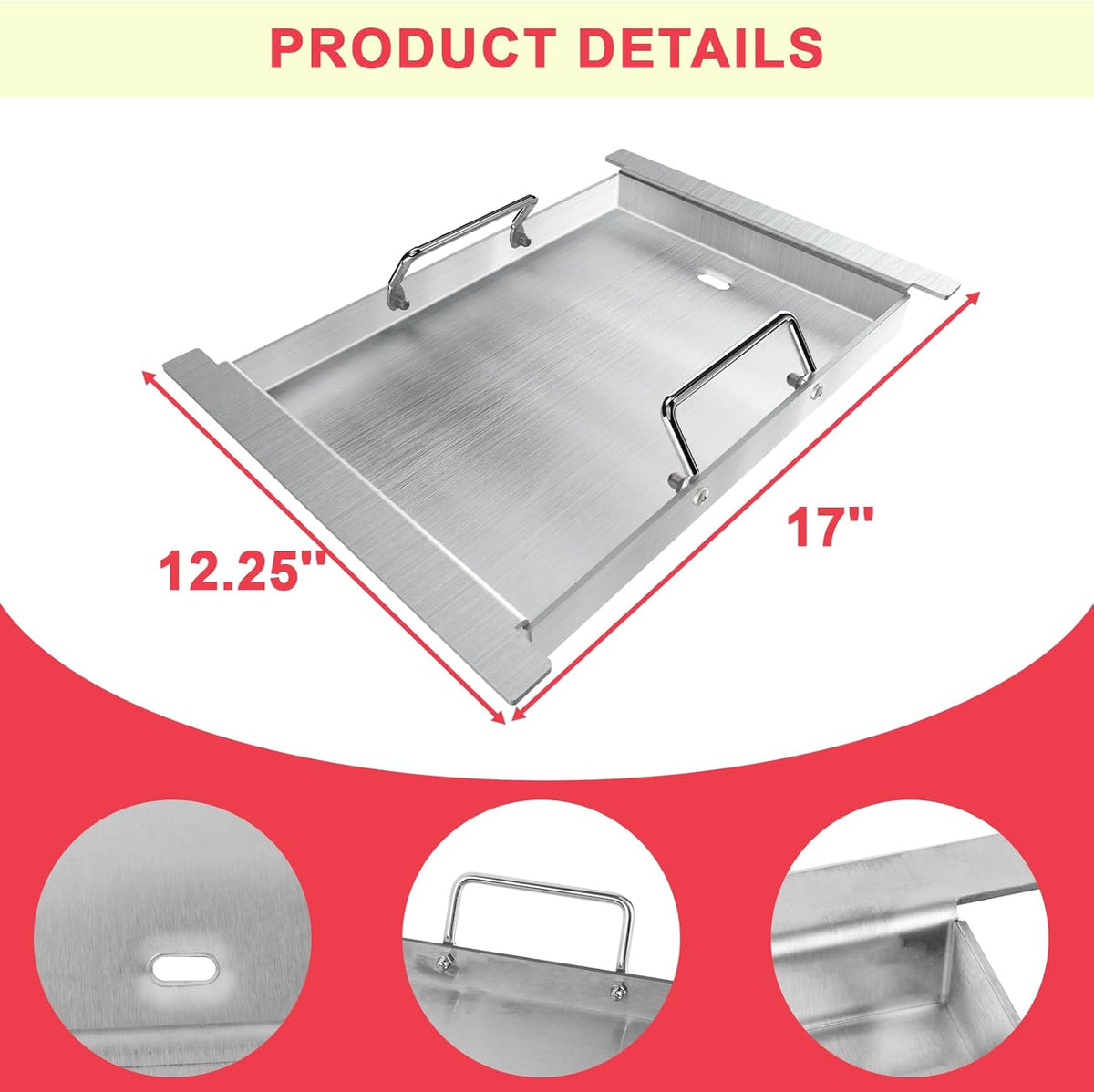 Upgrades Half Griddle for Ninja FlexFlame Grills, Stainless Steel Sizzle Griddle Plate for Ninja PG300 Grill Accessories, Compatible with ninja-Flex Flame Grill Accessories XSKHLFGRIDLE, 17''L x 12''W