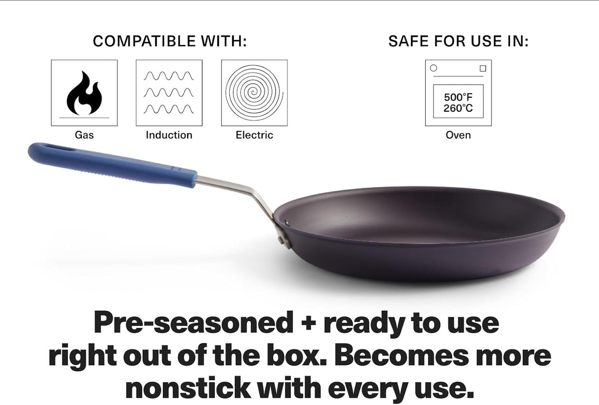Misen 8 Inch Pre-Seasoned Carbon Steel Fry Pan – Lightweight, Even Heating, Heat Retention – Oven Safe to 500°F – Ideal for Searing, Sautéing, and Frying – Versatile Durable, Easy to Clean