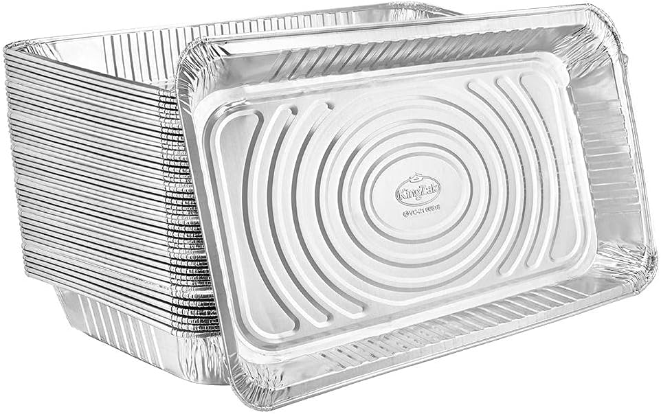 Aluminum Pans Full Size, Large Disposable Roasting & Baking Pan, 21"x13" Deep Foil Pans (50 Pack) Extra Heavy Duty Chafing Trays for Hotels, Restaurants, Caterers, Steam Table, Buffets & Bakeware