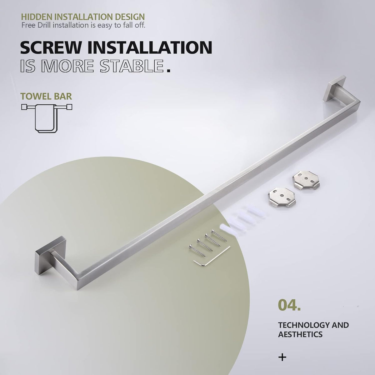 KOKOSIRI 32-Inch Single Towel Bar, Bathroom Kitchen Towel Holder, Wall Mounted SUS304 Stainless Steel Towel Rack, Brushed Nickel, B4003BR-L32