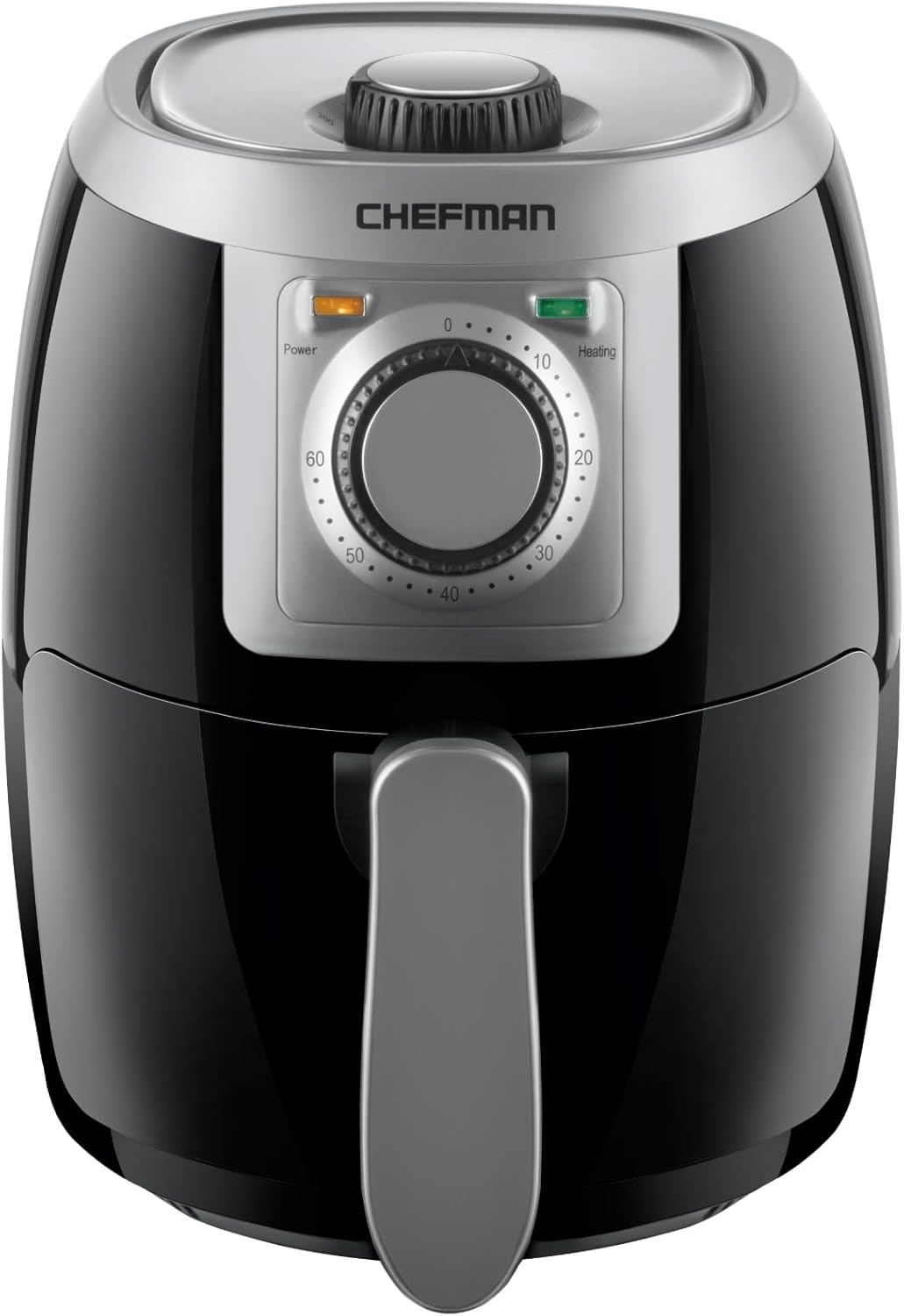 CHEFMAN Small, Compact Air Fryer Healthy Cooking, 2 Qt, Nonstick, User Friendly and Adjustable Temperature Control w/ 60 Minute Timer & Auto Shutoff, Dishwasher Safe Basket, BPA - Free, Black