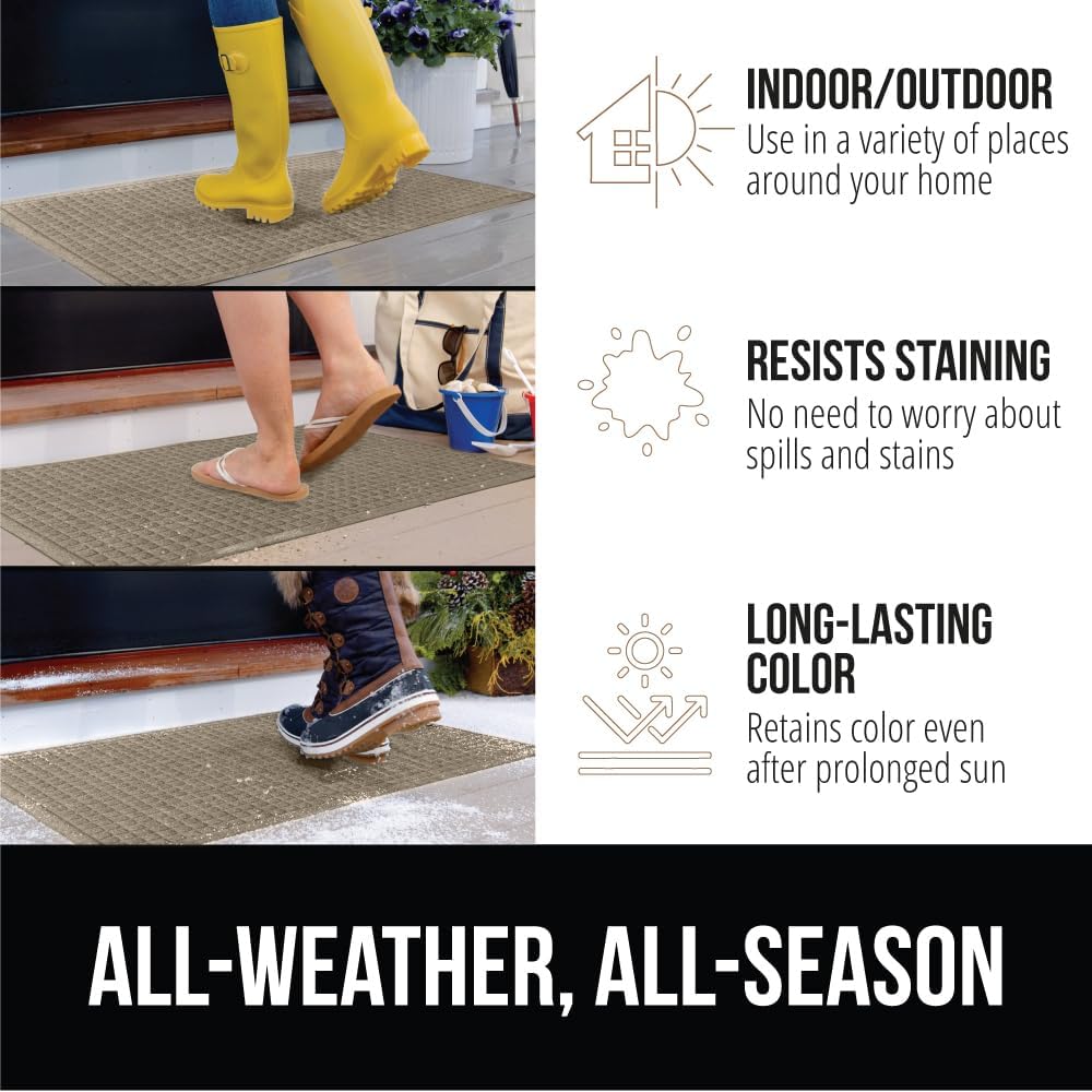 GORILLA GRIP Front Door Mat, Indoor Outdoor Ultra Absorbent HydroAbsorb Doormat, Absorbs Up to 1.7 Cups of Water, Stain and Fade Resistant, Rubber Backing Doormats, Captures Dirt, 29x17 Beige