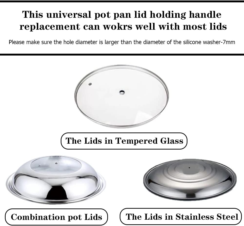 JoyTube Universal Pot Pan Lids Replacement Knob, Silicone Heat Resistant Pan Cover Holding Handles BPA Free Dishwasher Safe Fits Skillets and Kitchen Cookware (Pack of Two-Black)