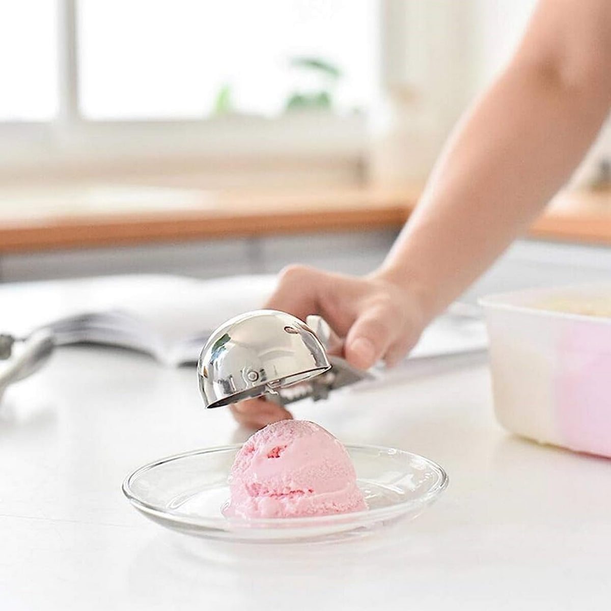 Ice Cream Scoop, 3Pcs Cookie Scoop Set, 18/8 Stainless Steel Cookie Dough Scoop, Cookie Scoops for Baking Set of 3, Ice Cream Scooper with Trigger Release, Cookie Scooper for Baking