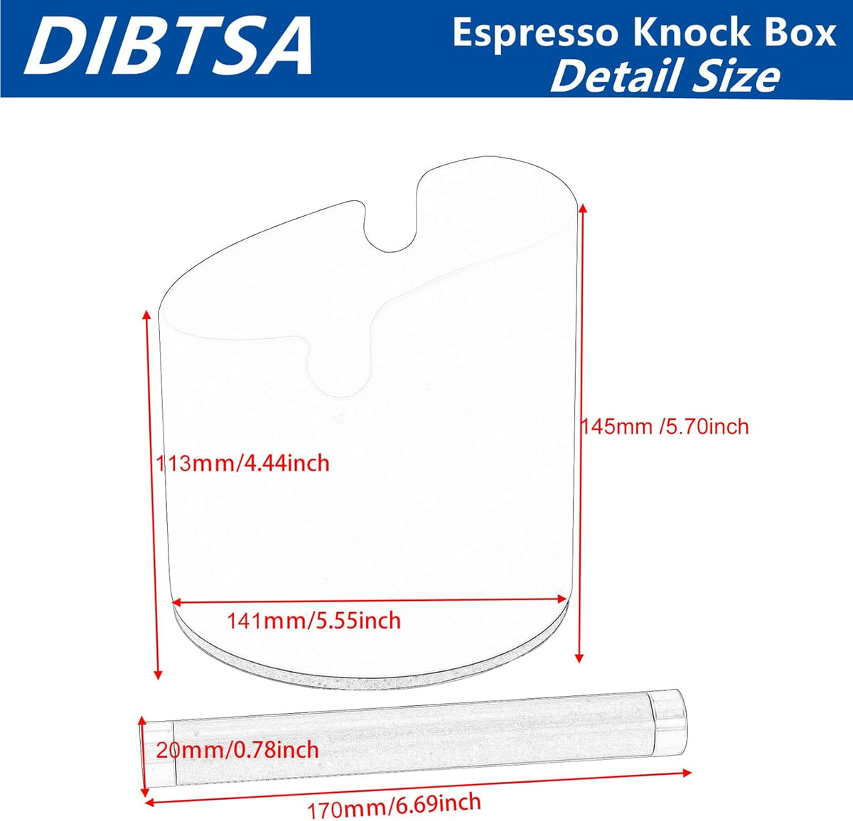 DIBTSA Large Size Coffee Knock Box, Espresso Knock Box Stainless Steel Espresso Machine Accessories with Removable Knock Bar and Non-Slip Base Coffee Grounds Container Bin (Black)