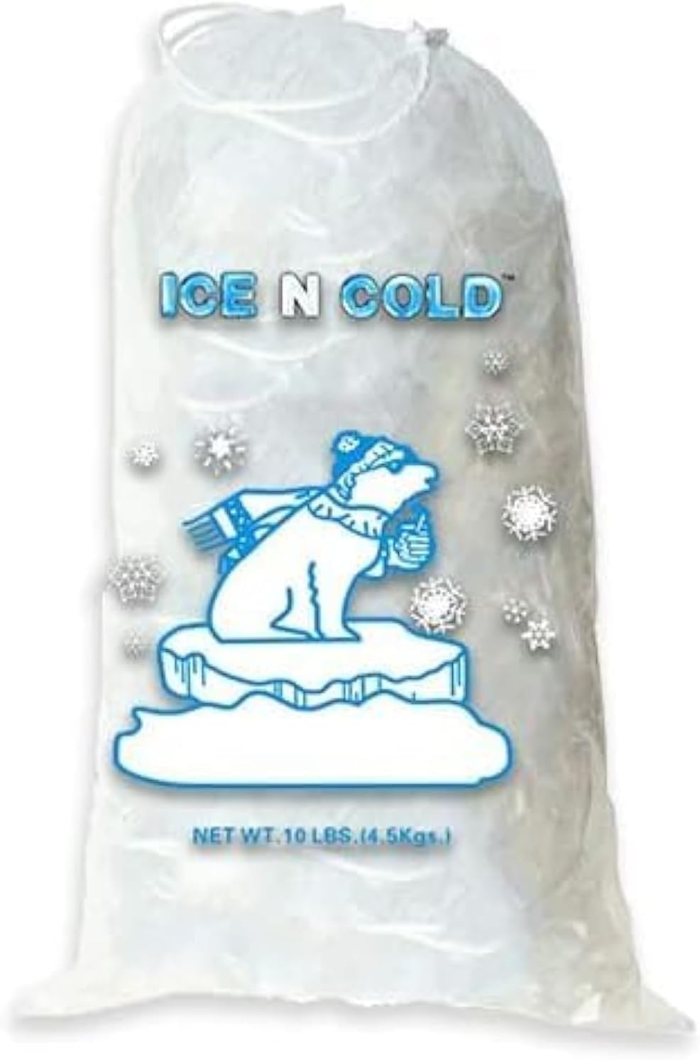 Ice Bags with Drawstring Closure | 10lb, 100ct/cs | 41 mic Thickness | Portable Storage and Freezer Keeper