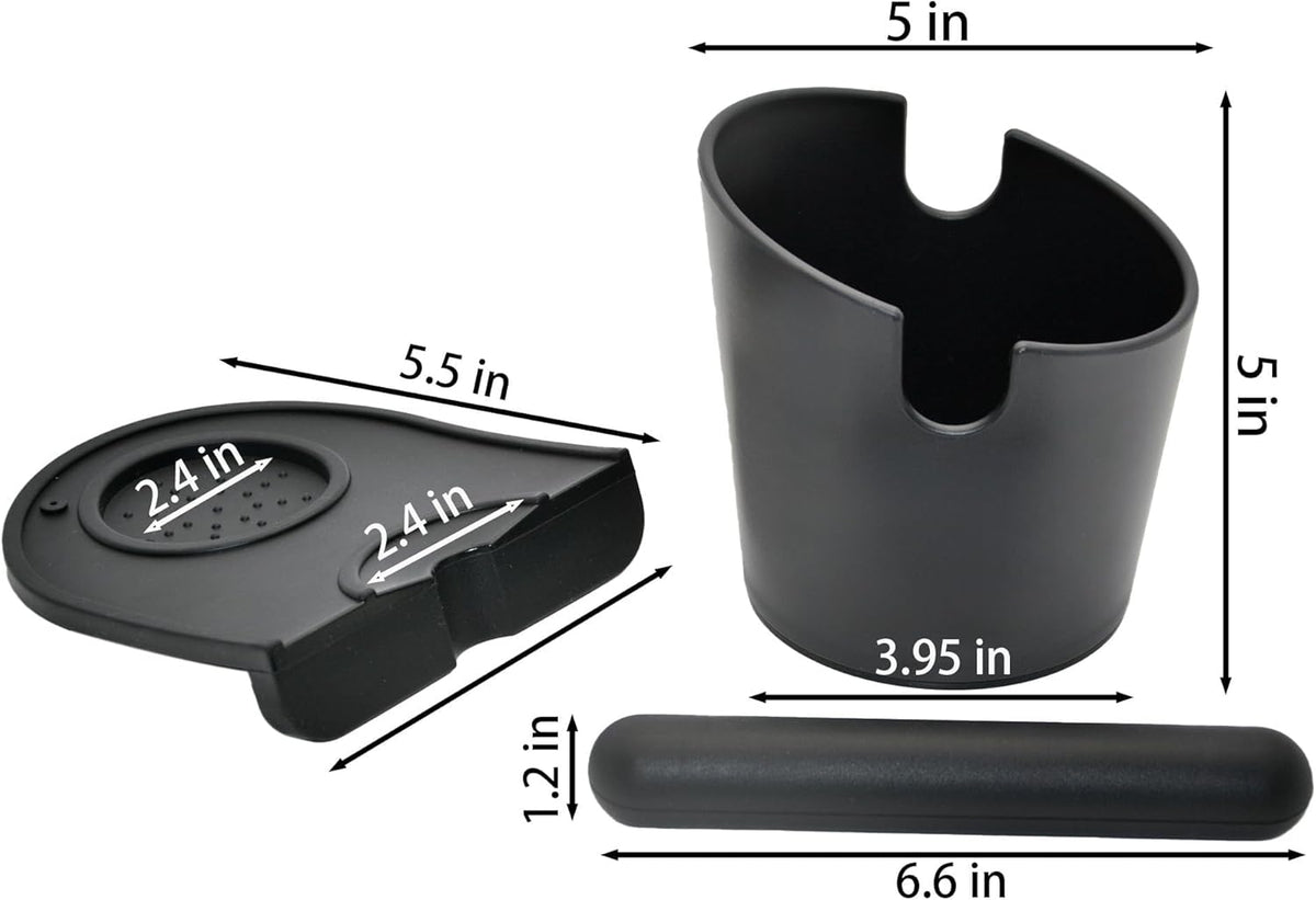 5inch Knock Box Espresso Knock Box Silicone coffee Tamper Mat Espresso Machine Accessories Set of 2 with Removable Knock Bar and Anti-Slip Base for Home Office Barista Tools for Bar Shop