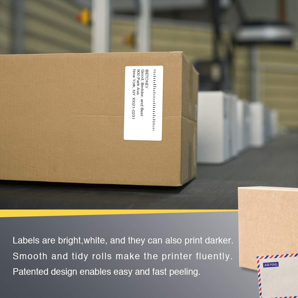 BETCKEY - 4" x 2" (102 mm x 51 mm) Barcode Shipping & Multipurpose Labels Compatible with Zebra & Rollo Label Printer,Premium Adhesive & Perforated [1 Rolls, 750 Labels]