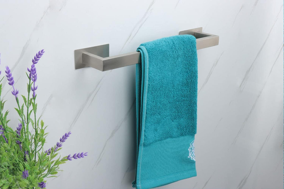 Bathroom Towel Bar Self Adhesive, No Drilling Towel Rack Easy to Install, Hand Towel Holder Made of Premium Stainless Steel Sticky on Hand Towel Hanger for Kitchen, Toilet.(16IN, Brushed)