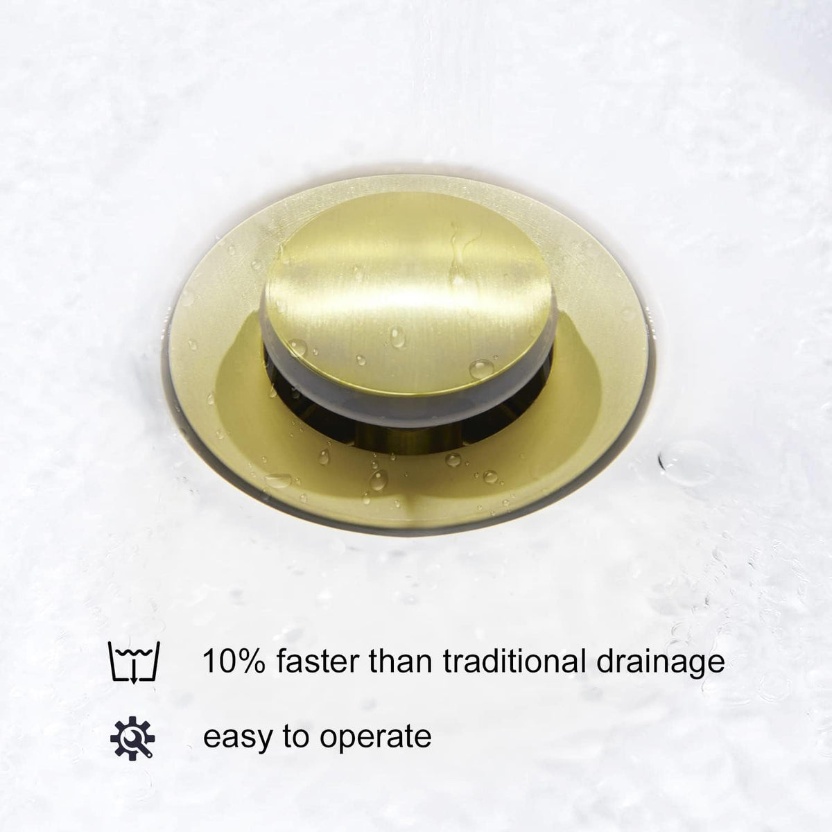 CREA Bathroom Sink Drain, Bathroom Sink Stopper with Drain Hair Catcher Pop Up Drain 1 1/2" for Bathroom Vanity Kitchen Sink with Overflow, Gold