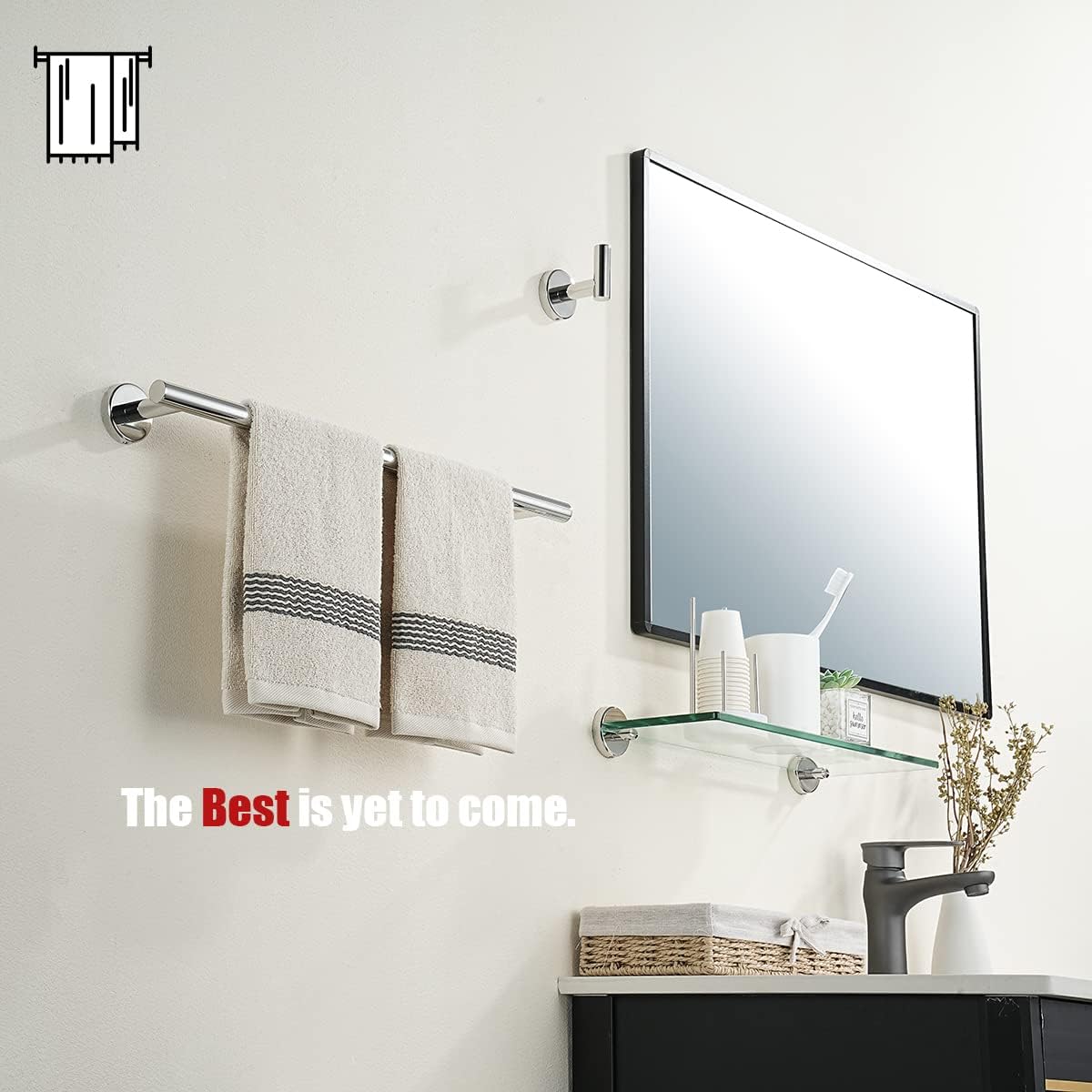 JQK Chrome Towel Bar, 20.5 Inch 304 Stainless Steel Thicken 0.8mm Towel Rack Bathroom, Towel Holder Polished Finished Wall Mount, Useable Length 18 Inch, TB110L18-CH