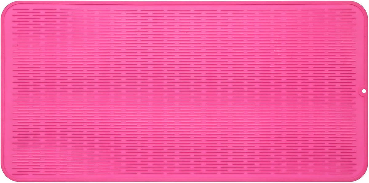 Silicone Dish Drying Mat for Multiple Usage,Easy clean,Eco-friendly,Heat-resistant Silicone Mat for Kitchen Counter or Sink,Refrigerator or Drawer Liner Rose 5XL 36inches x 18inches