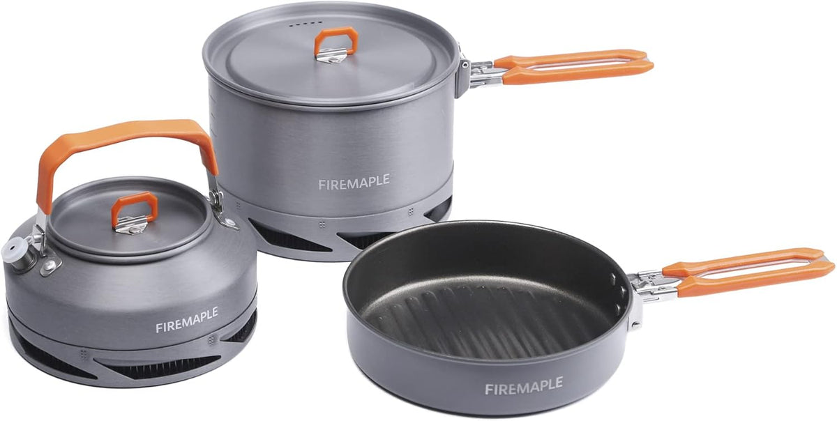 Fire-Maple Feast 4 Piece Camping Cookware Cookware Cookware Kit Outdoor Cookware Set with Pots, Kettle, Saucepans and Spatula for Hiking Fishing Picnic