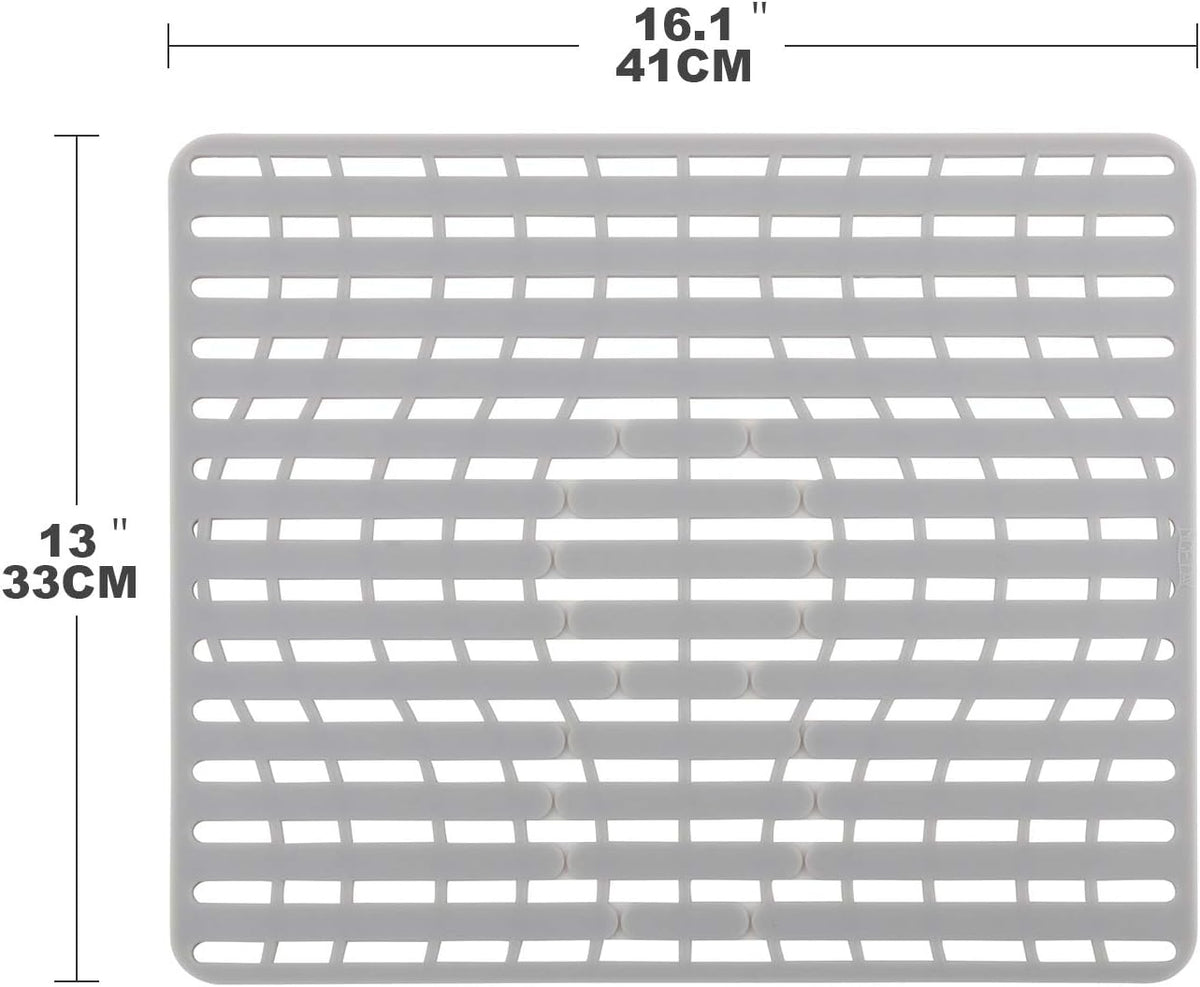 NICE DAY Sink Mat, Sink Protectors for Kitchen Sink By Better Housewares Wok Stand Strong Adsorption And Skid Resistance PVC Free Silicone Sink Mat 16" x 13", Large